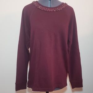 J. Crew purple jewelled neck sweater